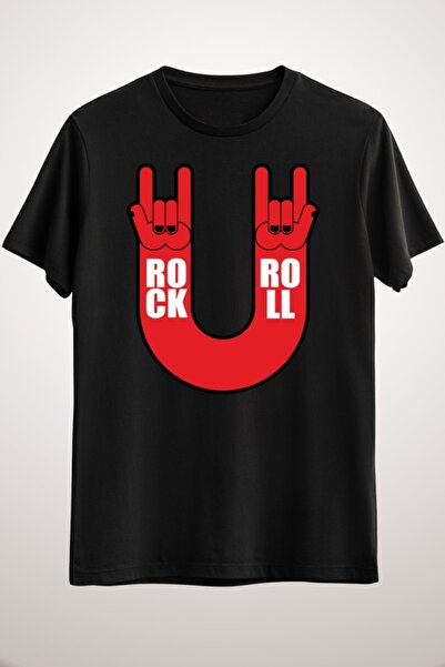 GreenMint علامة يد روك آند رول سوداء للجنسينشعار لموسيقى الروك تي شيرت مهرجان...