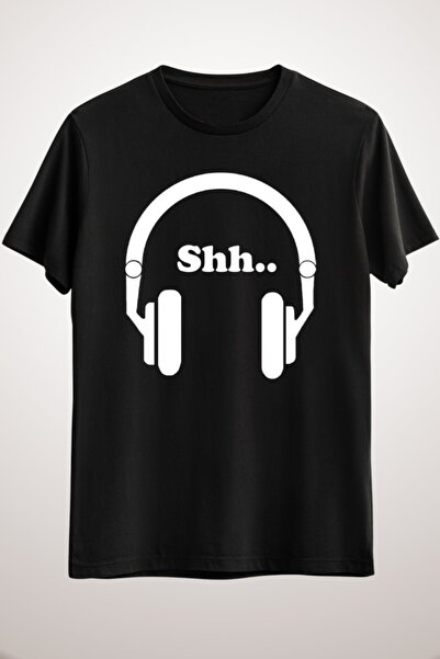 GreenMint سماعات رأس سوداء للجنسين وموسيقى تي شيرت موسيقى