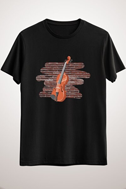 GreenMint للجنسين الأسود عازف الكمان الكمان الموسيقى التي شيرت الموسيقار المو...