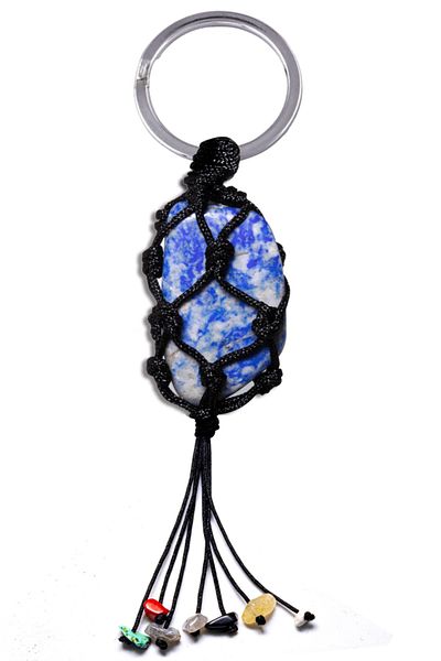 Tesbih Atölyesi 7 Chakra Certified Lapis Lazuli Natural Stone Keychain