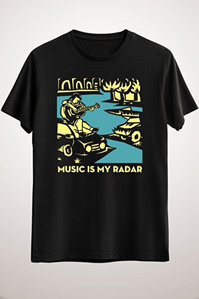GreenMint تيشيرت موسيقى أسود للجنسين Music Is My Radar