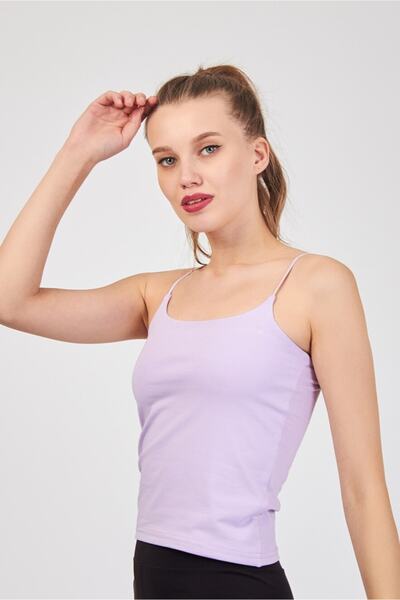 Elia Moda Kadın Açık Lila İp Askılı Bluz