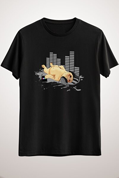 GreenMint تيشيرت موسيقى الصلصال الأسود للجنسين