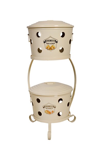 Desen Dekorasyon سلة معدنية كبيرة - بطاطس وبصل