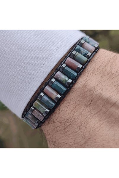 Clays Jewellery Hintakiği  Hematit Taşı Silindir Bileklik