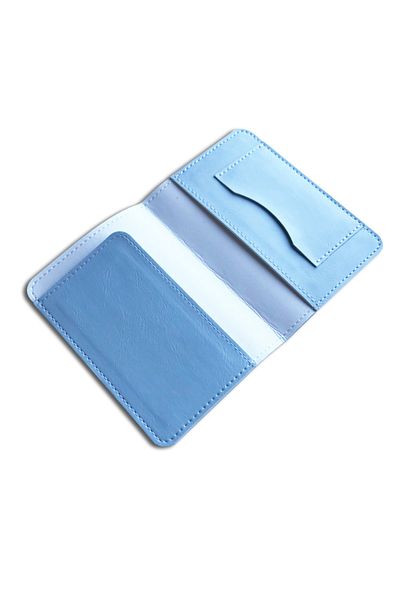 ViP GiFT Voyager Passport Case Minimalist Vegan Faux Leather Passport Holder Baby Blue
