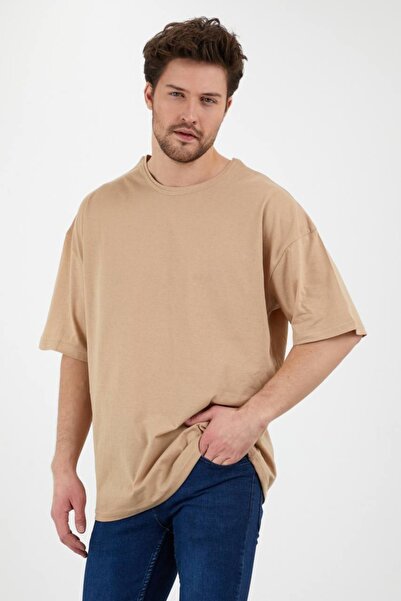 MODA MİMOZA Bež Oversize kroj Unisex obična T-shirt
