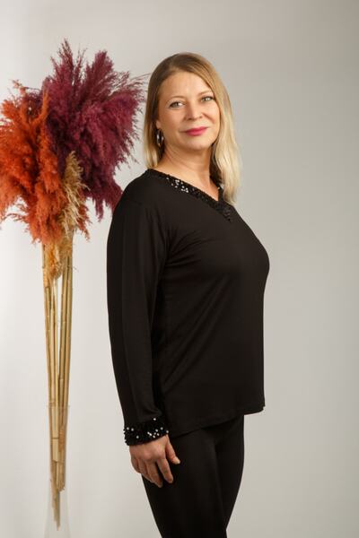 Boutique Arzu İnan V-Neck Sequin Mother Blouse2021
