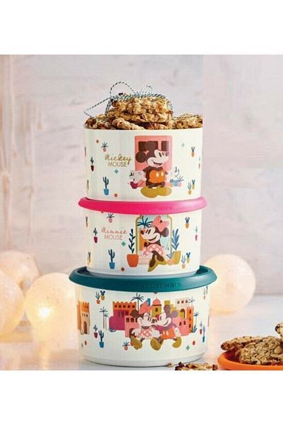 Tupperware حاوية تخزين إصبع واحد مكونة من 3 قطع من ميكي هوم