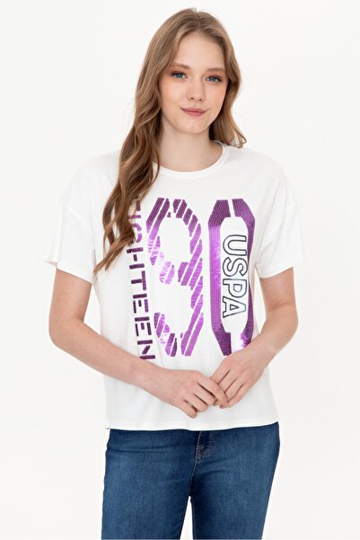 U.S. Polo Assn. Λευκό γυναικείο μπλουζάκι