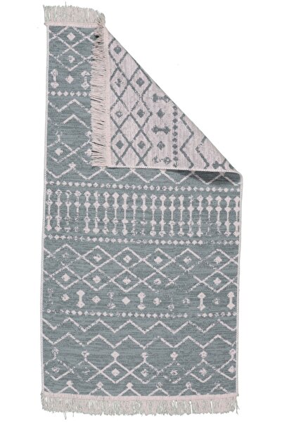 MaVaux Blaundus Serisi Çift Taraflı Saçaklı Etnik Desenli Pamuklu Dokuma Kilim
