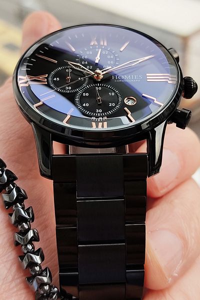 Homies Men's Wristwatch 3 Atm Waterproof Black Color Steel Band Bracelet Gift Cbk807