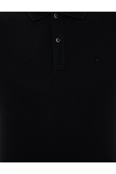 Pierre Cardin Tricou negru Slim Fit Basic cu gât polo