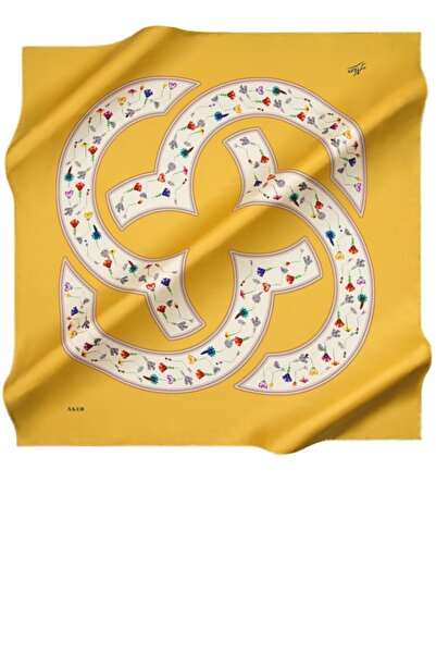 Aker Eșarfă din satin creponat de mătase cu model 6997701361