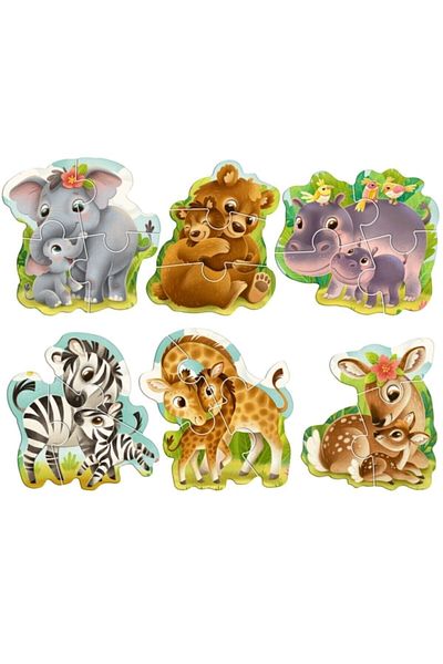 AteşTech Lovely Puzzle Forest Animals Jungle Animals - 6 Animals 21 Pieces 18months+
