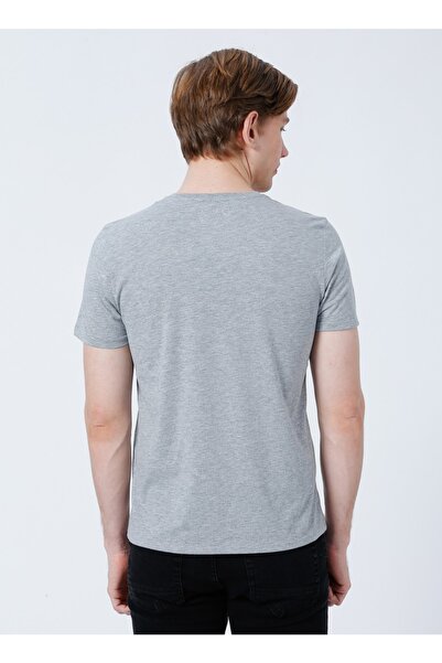 LİMON COMPANY Lemon V-Neck Basic Plain Gray Melange Men's T-Shirt - Tom
