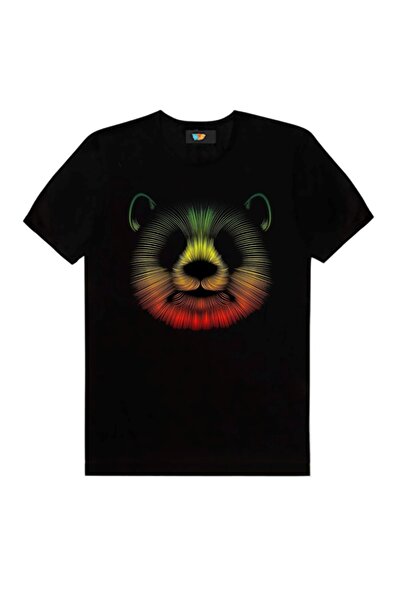 GALASHOP تيشيرت أسود بطبعة نيون Cool Panda 15 موديل 345