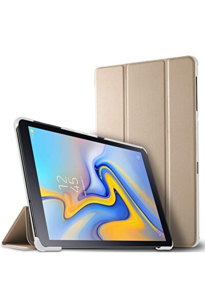UnDePlus Samsung Galaxy Tab A 10.5 Sm T590 T595 T597 Smart Case Pu Deri Gold Kılıf