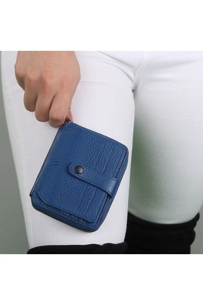 My Valice Unisex Genuine Leather Wallet And Card Holder 1816 Saks Blue