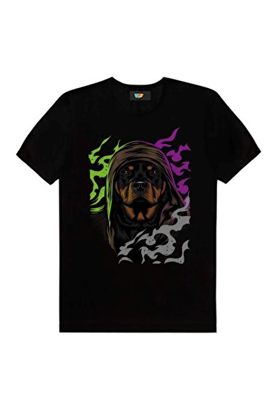 GALASHOP تيشيرت كلب روتويللر بغطاء للرأس 13 أسود موديل 350