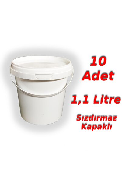 Decotone 1,1 Lt Plastik Kapaklı Kova Hobi Boya Gıda Yoğurt Kovası Beyaz 10 Adet