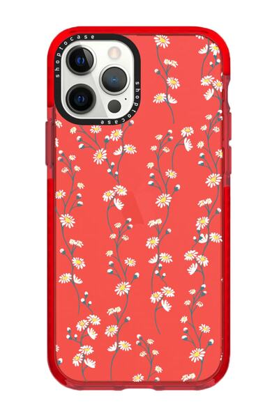 shoptocase Iphone 13 Promax Uyumlu Kırmızı Impact Papatya Sarmaşığı Tasarımlı...