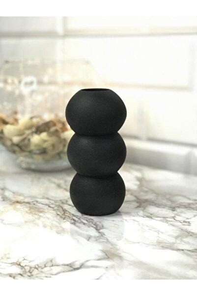 SARIME Μαύρο Βάζο Φούσκα - Αντικείμενο 14 cm
