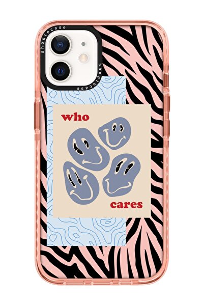 shoptocase Iphone 12 Uyumlu Pembe Impact Who Cares Tasarımlı Telefon Kılıfı