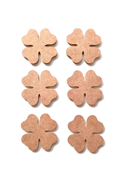 DEKOLOBİ 6'lı Mini Yonca Ham Mdf Boyanabilir 10 Cm