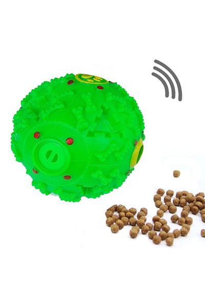 Bobo Green Plastic Hard Ball Gumi - 12 Cm With Sound For Dogs