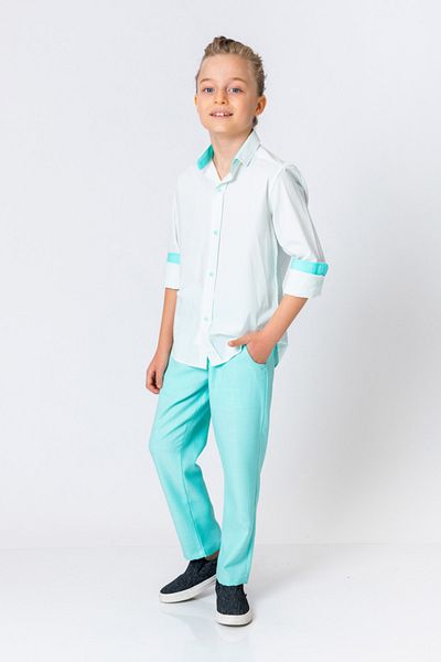 incity Boy's Mint Green Patterned Shirt