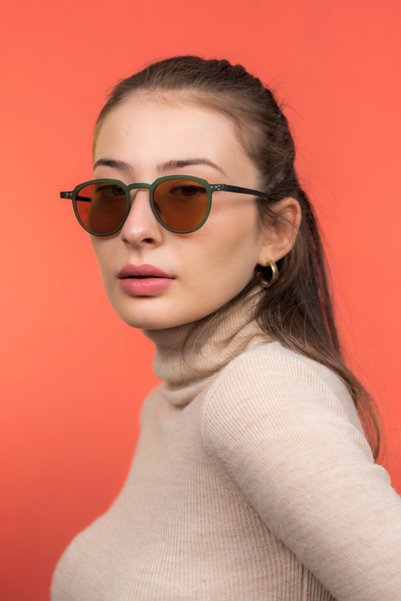 Focus On Wilson Matte Navy Blue Brown Polarized Sunglasses