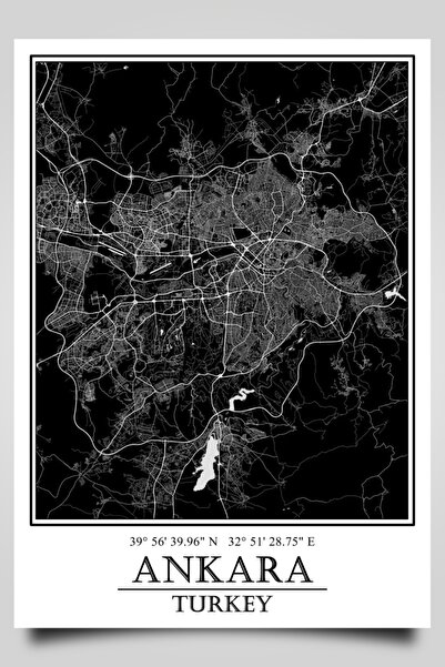 HariTasarım Ankara Şehir Haritası Çerçevesiz Poster