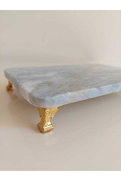 Sümeyra Marble Art Bera - Γκρι Μαρμάρινο Σετ Μπάνιου Πόδι 3 τεμαχίων