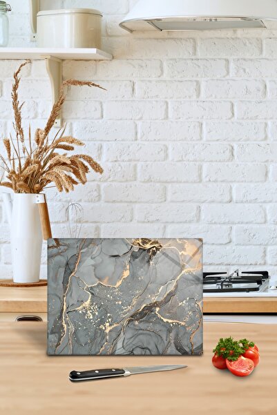 Cam Kesme Tahlası - Cam Kesme Tablası | Gri Gold Mermer | 30cm X 40cm