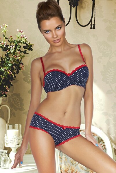 Miorre Push-up Dolgulu Straplez Puantiyeli Sütyen Takım