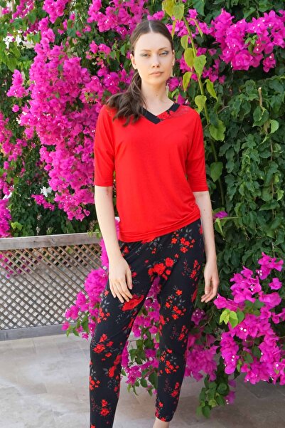 Jiber Set de pijamale roșii pentru femei 10041