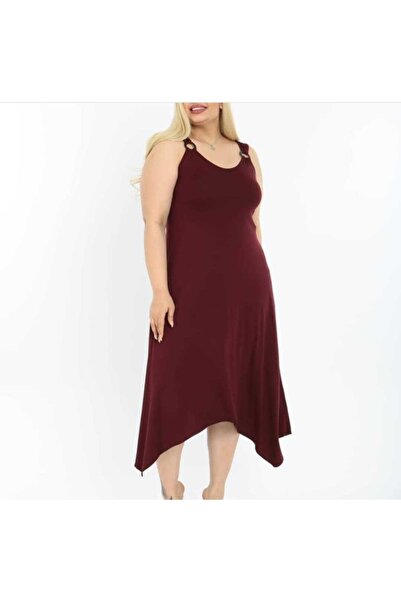 ModaSehle Women's Plus Size Burgundy Strap Dress