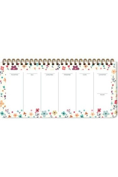 KESKİN COLOR Weekly Planner Αχρονολόγητο 54 Φύλλων Spiral Planner-κρέμα λουλούδι