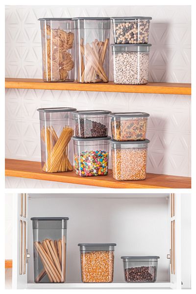 Vienev Set of 18 Long Rectangular Storage Container with Poly Transparent Lid 6x(1.3 Liters, 2 Liters, 3.2 Liters)