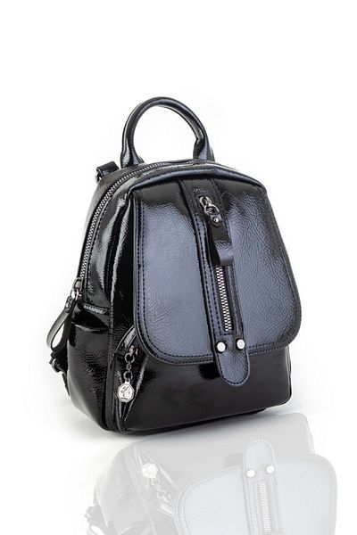 Nas Bag Vera Bag Nas Women's Backpack and Shoulder Bag Wrinkled-patent black