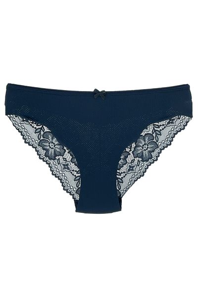 HNX Γυναικείο εσώρουχο Navy Blue Micro Fabric Lace Back Slip