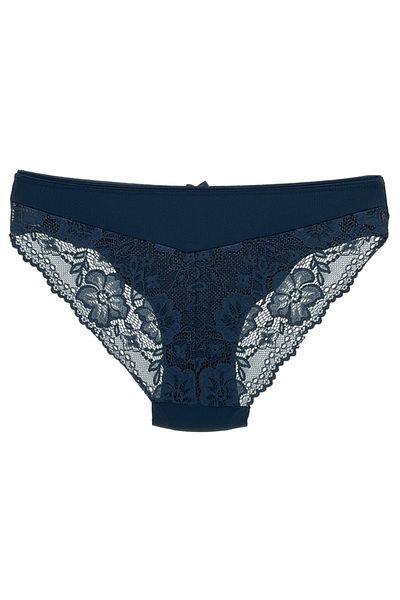 HNX Γυναικείο εσώρουχο Navy Blue Micro Fabric Lace Back Slip