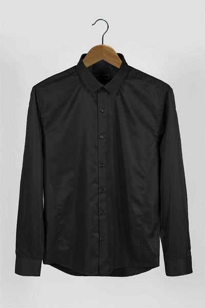 Terapi Men Men's Italian Collar Extra Slim Black Premium Classic Shirt