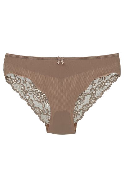 HNX Γυναικείο εσώρουχο καφέ Micro Fabric Lace Back Slip