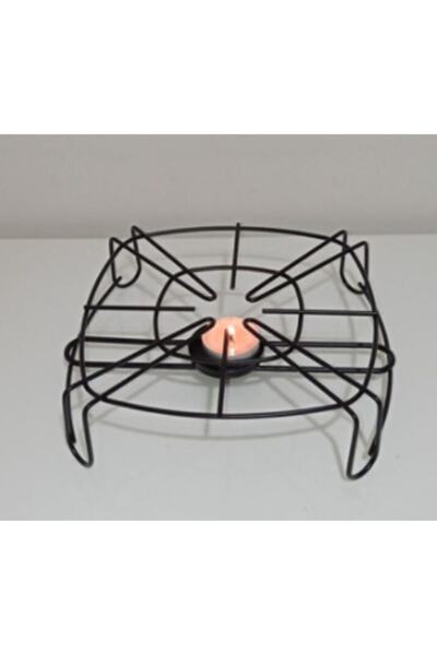 Holly Home & Accesories Isıtıcılı Nihale Yemeği Çayı Soğutmaz Mumlu Nihale Çaydanlık Altlığı Siyah