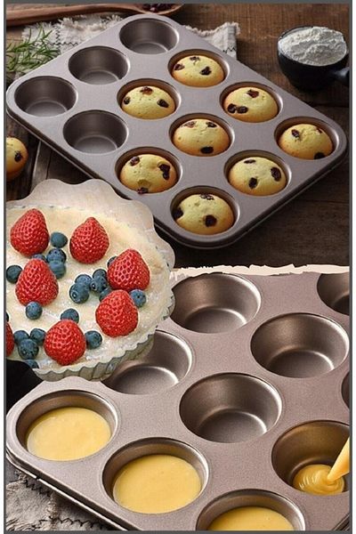 Tilbe Home Muffin Mold 12 Pieces Cake Pastry Cookie Cupcake Luxury Muffin Mold Cake Donut Bakery Capsule Tray