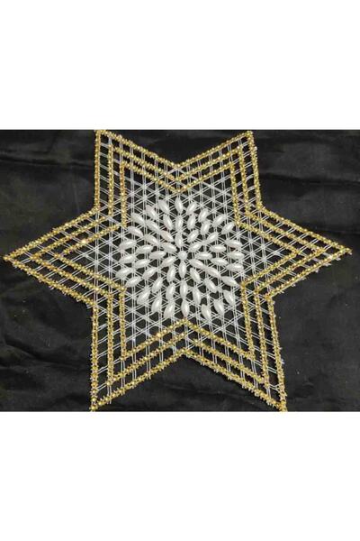 ART HEDİYE 6-частинна мереживна серветка з бісерною зіркою Tsrm27-6