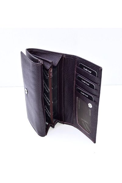 Veskemann Naomi Burgundy Genuine Leather Multi-Compartment Women's Wallet