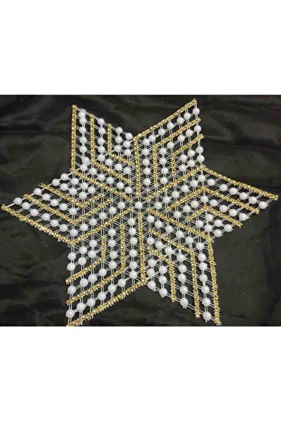 ART HEDİYE منديل بكرة مطرز بنمط نجمة 12 قطعة - دانتيل Tsrm37-12